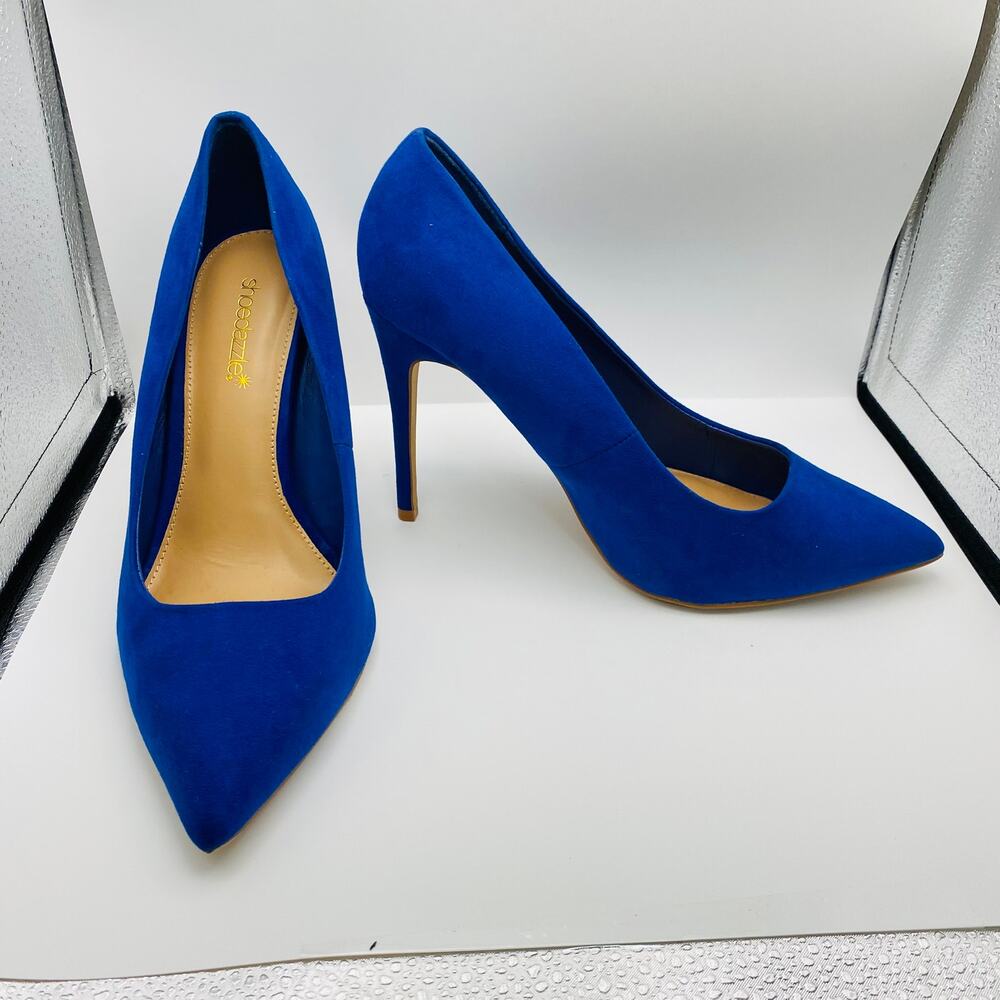 ShoeDazzle Gisselle Pumps Limoges Blue Pointed Toe Stiletto Heels Women's 10